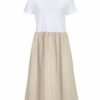 Alba Moda Midi Kleid, Halbarm, Beige