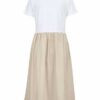 Alba Moda Midi Kleid, Halbarm, Beige