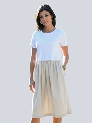 Alba Moda Midi Kleid, Halbarm, Beige