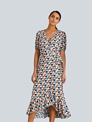 Alba Moda Midi Kleid aus Viskose, 3/4-Ärmel, Bunt