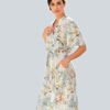 Alba Moda Midi Kleid aus Viskose, Kurzarm, Bunt