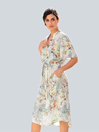 Alba Moda Midi Kleid aus Viskose, Kurzarm, Bunt