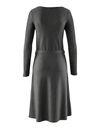 Alba Moda Midi Kleid aus Viskose, Langarm, Grau