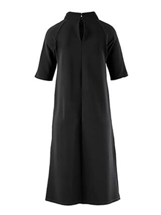 Alba Moda Midi Kleid mit 3/4-Ärmel und Stehkragen, Schwarz