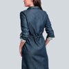 Alba Moda Midi Kleid mit Hemdkragen, Langarm, Blau