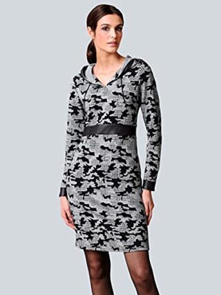 Alba Moda Mini Kleid, Langarm, Grau