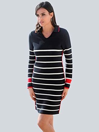 Alba Moda Mini Kleid mit Polokragen, Langarm, Schwarz