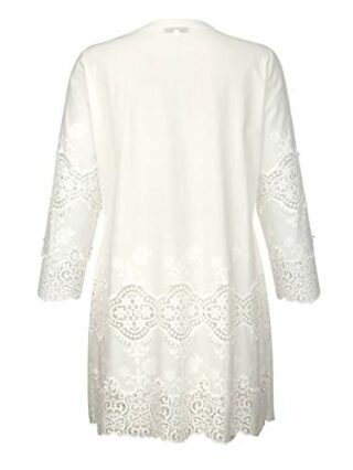 Alba Moda Strandtunika mit Spitze, Langarm, Weiß