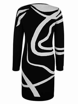 Alba Moda Strickkleid im Jaquardstrick, Schwarz