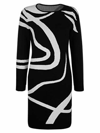 Alba Moda Strickkleid im Jaquardstrick, Schwarz