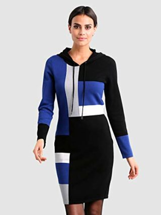 Alba Moda Strickkleid in Colourblocking, Blau