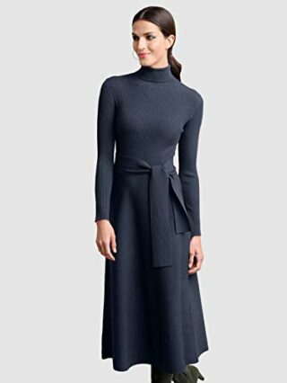 Alba Moda Strickkleid mit ausgestelltem Rockteil, Blau