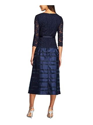 Alex Evenings A-Linie Kleid mit Bindegürtel, Blau