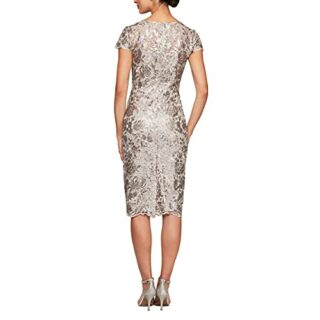 Alex Evenings Besticktes Kleid in Midi-Länge, Beige