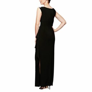 Alex Evenings Besticktes langes Kleid in Übergröße, Schwarz