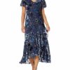 Alex Evenings Chiffon-Kleid, Bedruckt, Blau