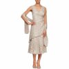 Alex Evenings Chiffon-Kleid in Tee-Länge mit Schal, Beige