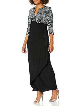 Alex Evenings Empire-Taillenkleid mit Rock und Jacke, Schwarz