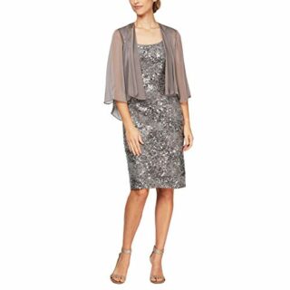 Alex Evenings Kurzes Etui-Kleid mit Jacke, Beige