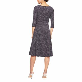 Alex Evenings Kurzes Jacquard-Strickkleid, Grau
