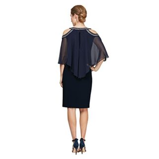 Alex Evenings Kurzes Popover-Kleid, schulterfreies Etuikleid, Blau