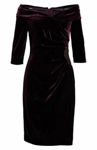 Alex Evenings Kurzes schulterfreies Samtkleid, Lila