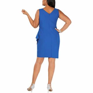 Alex Evenings Kurzes, seitlich gerafftes Stretchkleid in Übergröße, Blau
