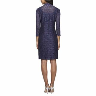 Alex Evenings Lange Jacke mit Spitzenkleid, Lila