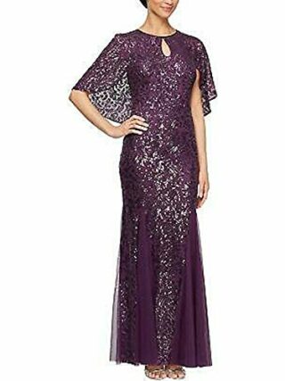 Alex Evenings Lange Kleid mit Pailletten, Lila