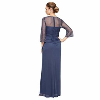 Alex Evenings Langes A-Linie Kleid mit herzförmigem Ausschnitt, Blau