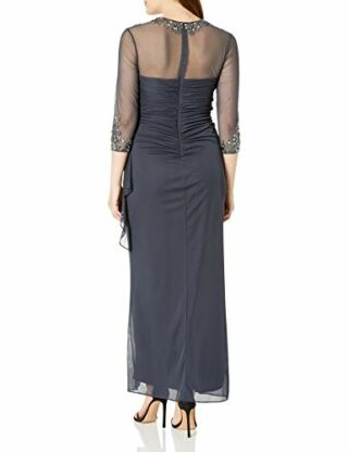 Alex Evenings Langes A-Linien-Kleid mit Perlen, Grau