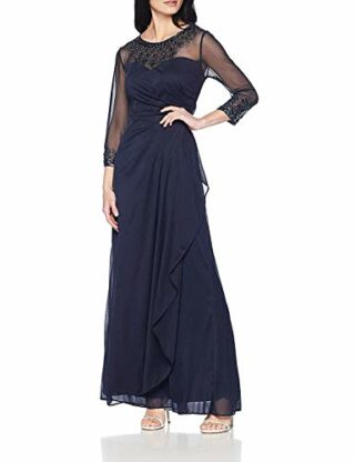 Alex Evenings Langes A-Linien Kleid mit herzförmigem Ausschnitt, Blau