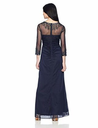 Alex Evenings Langes A-Linien Kleid mit herzförmigem Ausschnitt, Blau