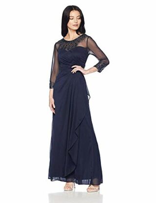 Alex Evenings Langes A-Linien Kleid mit herzförmigem Ausschnitt, Blau