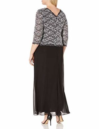 Alex Evenings Langes Abendkleid mit Spitze in Übergröße, Schwarz