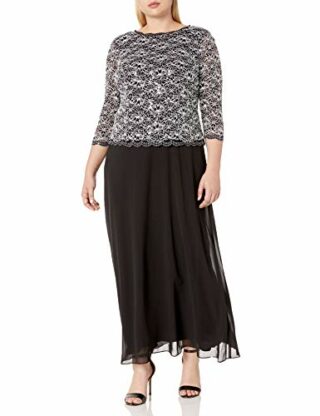 Alex Evenings Langes Abendkleid mit Spitze in Übergröße, Schwarz