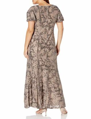 Alex Evenings Langes Abendkleid mit flatternden Ärmeln, Beige