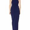 Alex Evenings Langes Kleid aus Crepe, Blau