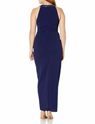 Alex Evenings Langes Kleid aus Crepe, Blau