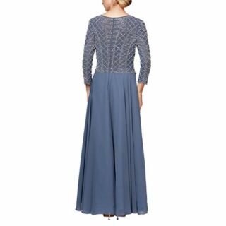 Alex Evenings Langes Kleid mit Paillettenspitze, Blau