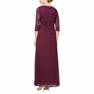 Alex Evenings Langes Kleid mit Paillettenspitze, Lila