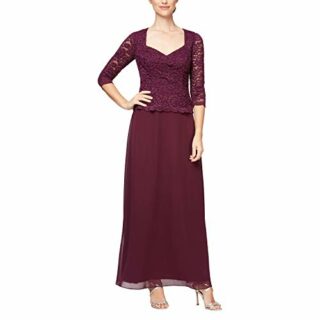 Alex Evenings Langes Kleid mit Paillettenspitze, Lila