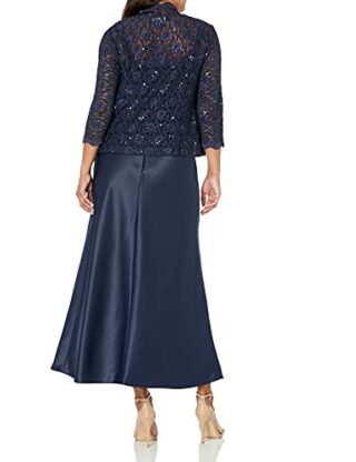 Alex Evenings Langes Kleid mit Satinrock, Blau