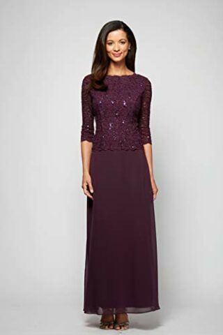 Alex Evenings Langes Kleid mit ausgestelltem Rock, Lila