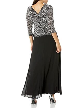 Alex Evenings Langes Kleid mit ausgestelltem Rock, Schwarz