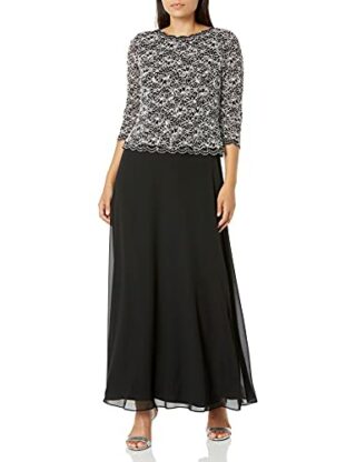 Alex Evenings Langes Kleid mit ausgestelltem Rock, Schwarz