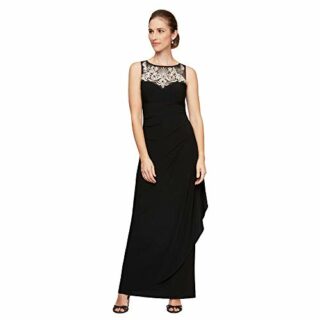 Alex Evenings Langes Kleid mit herzförmigem Ausschnitt, Schwarz