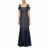 Alex Evenings Langes Kleid mit offener Schultern, Blau