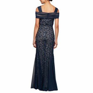 Alex Evenings Langes Kleid mit offener Schultern, Blau