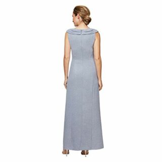 Alex Evenings Langes Metallic-Strickkleid, Silber